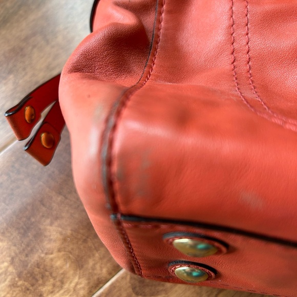Coach Peyton Coral Leather Satchel with Brass Hardware. - Picture 9 of 13